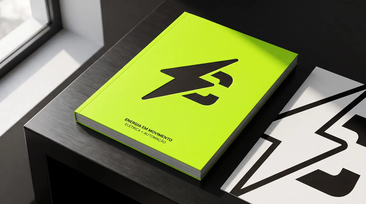Caderno verde com o símbolo CPL em baixo-relevo: Energia em movimento